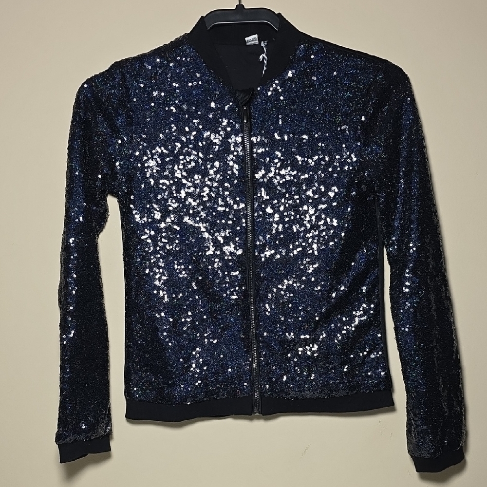 3 Pommes Shimmering Midnight Blue Girls Bomber Jacket